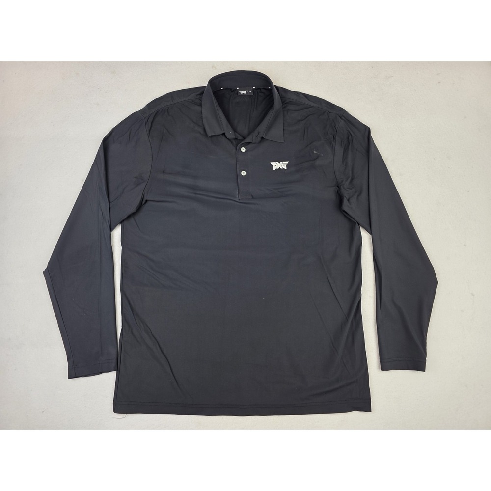 PXG Men's Black Long Sleeve Golf Performance Polo Shirt‎ Medium *READ*